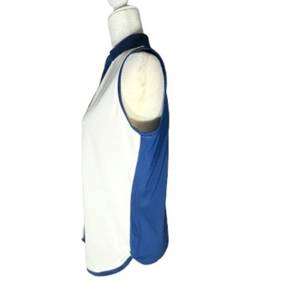 Lady Hagen Women's Blue White Sleeveless Golf Polo Collared V-Neck Top Medium - Picture 4 of 8